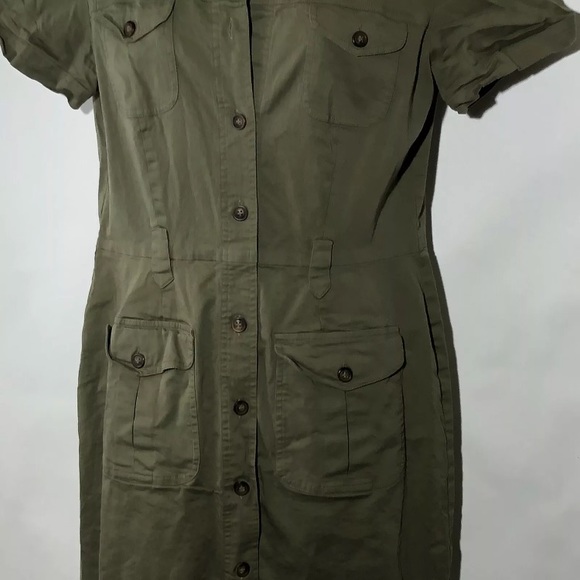 Robbie Bee Shirt Dress Military Style Army Green - Picture 5 of 8